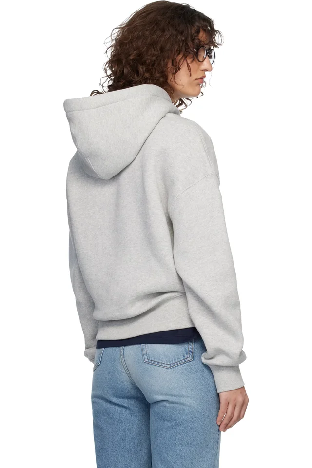 AMI Paris Gray Cotton Embossed Ami de Coeur Hoodie, photo 3 of 4 from SSENSE