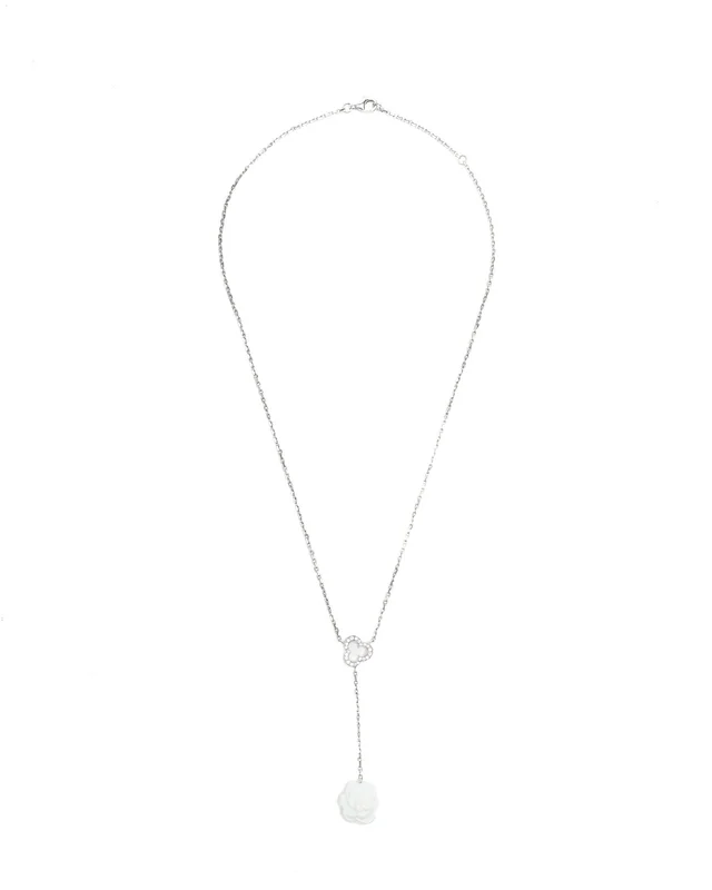 Chanel Camellia Diamond 18kt White Gold Necklace in White from A Retro Tale, photo 2 of 4