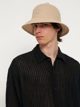 Kangol Bucket hat with pom-pom in 60% Linen, 40% Polyester, 100% Nylon, photo 3 of 6 from LUISAVIAROMA