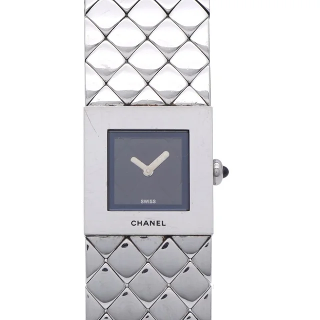 Chanel Quilted Quartz Watch SS Black Dial in Black from The Reluxe
