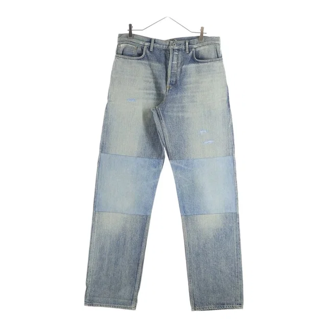 Dior Regular Fit Cotton Twill Jeans Fit Button Fly Patchwork Denim Pants Indigo in Denim from The Reluxe