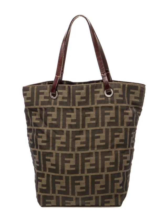 Fendi Zucca FF Logo Tote Vintage in brown|red Canvas from The RealReal