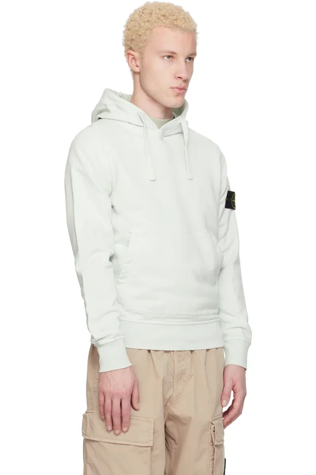 Stone Island Blue 6100062 Organic Cotton Fleece Hoodie, photo 2 of 5 from SSENSE