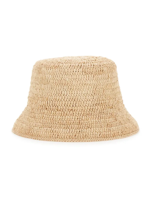 HELEN KAMINSKI Beige Bucket hat with Logo Plate on the Front in Raffia for Women in Beige 100% Raffia, photo 3 of 6 from Gaudenzi Boutique