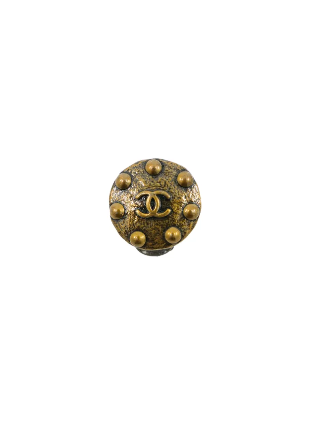 1997 Chanel Studded Brass Logo Earrings from Arcade Vintage, photo 2 of 2