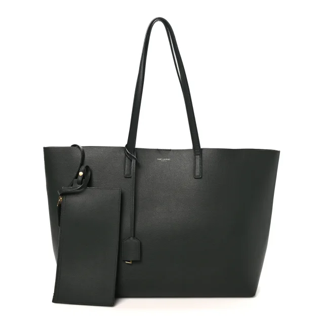 Saint Laurent Large Shopping Tote Dark Green in Green Calfskin from FASHIONPHILE, photo 3 of 11