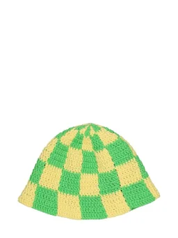 FLÂNEUR Checkered Beanie in 100% Cotton, photo 4 of 4 from LUISAVIAROMA