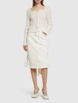 Cormio Pencil skirt with ruffles in 100% Cotton, photo 2 of 5 from LUISAVIAROMA