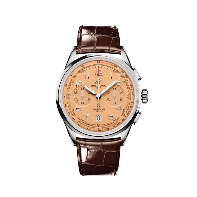 Breitling Premier B01 Chronograph 42mm Mens Watch Copper in Crocodile from WatchesOfSwitzerland