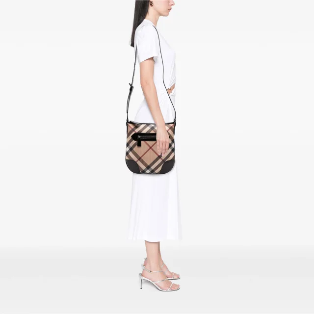Beige Burberry Supernova Check Coated Canvas Dryden Crossbody in Beige Coated canvas from Designer Revival, photo 6 of 7