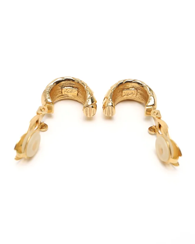 Saint Laurent Hoop Clip-on Earrings in Woven leather from A Retro Tale, photo 3 of 3