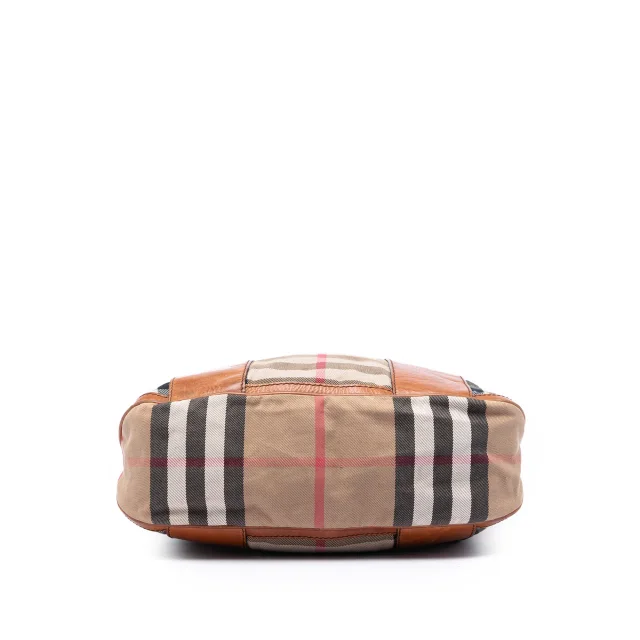 Beige Burberry House Check Canvas Bonington Satchel in Beige Canvas from Designer Revival, photo 3 of 5