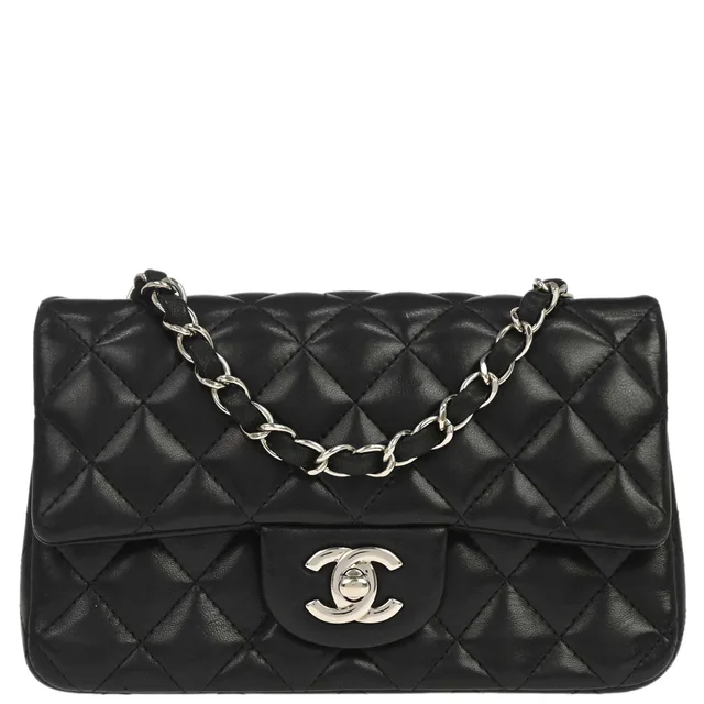Chanel 2017 Black Lambskin Classic Flap Shoulder Bag in Black Lambskin from AMORE Vintage Tokyo