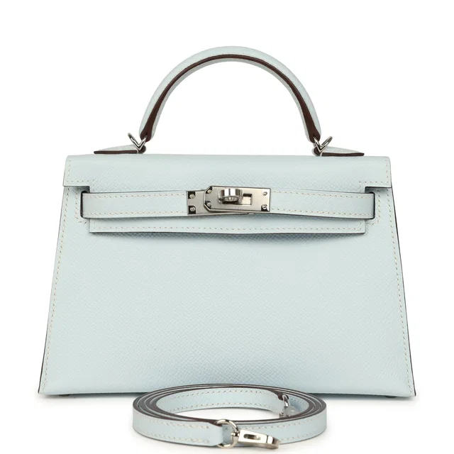 Hermès Kelly Sellier 20 Bleu Brume Epsom Palladium Hardware in Blue Epsom leather from Madison Avenue Couture