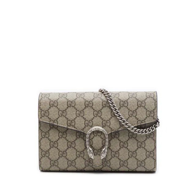 Beige Gucci GG Supreme Dionysus Wallet on Chain Crossbody Bag in Beige Coated canvas from Designer Revival