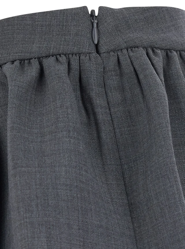 SHUSHU/TONG Gray 'Tuck Detail Pleated Skirt' with Pleats and Stripe Details in Wool and Polyester for Women in Grey 50% Wool 50% Polyester, photo 6 of 6 from Gaudenzi Boutique