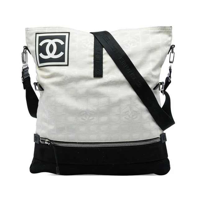 Black Chanel CC New Travel Line Sports Bicolor Nylon Crossbody in Black Nylon from Designer Revival