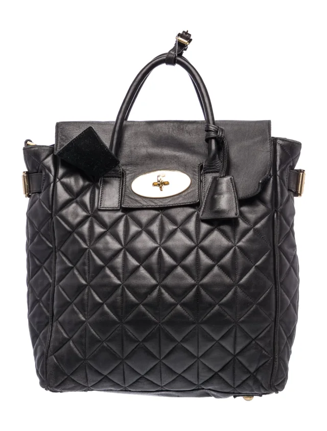 Mulberry Quilted Top Handle Bag in black Suede from The RealReal