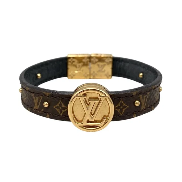 Bracelet LV Circle Monogram LV Logo Gold in Gold Lambskin from The Reluxe