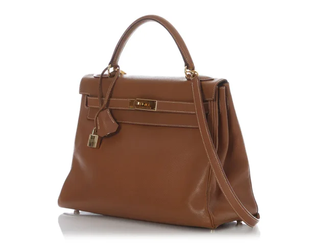 Hermès Vintage Gold Courchevel Kelly 32 in Gold Epsom leather from Ann's Fabulous Finds, photo 3 of 11