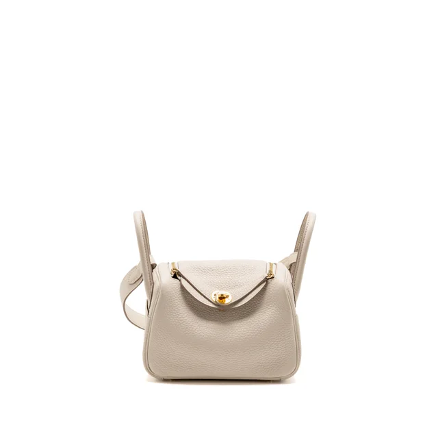 Hermès Mini Lindy II Clemence Craie GHW Stamp K in White Clemence leather from EMIER