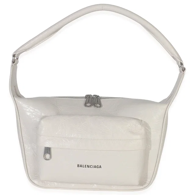 Balenciaga White Distressed Calfskin Medium Raver Shoulder Bag Leather Handbag in White Calfskin from HEWI