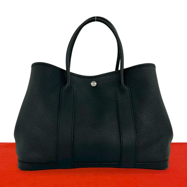 Hermès Garden Party 36 PM Vache Country Leather Tote Bag Black in Black Leather from The Reluxe