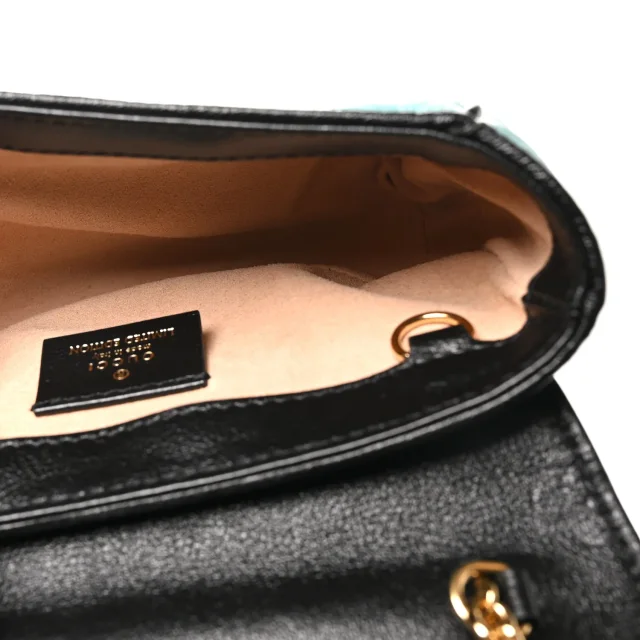 Gucci Azalea Calfskin Enamel Matelasse Diagonal Super Mini Torchon GG Marmont Shoulder Bag Butter… in Black Calfskin from FASHIONPHILE, photo 5 of 11