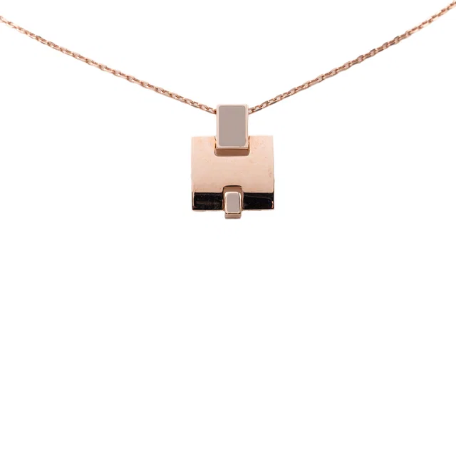 Gold Hermès Gold Plated and Enamel Eileen Pendant Necklace in Gold from Designer Revival