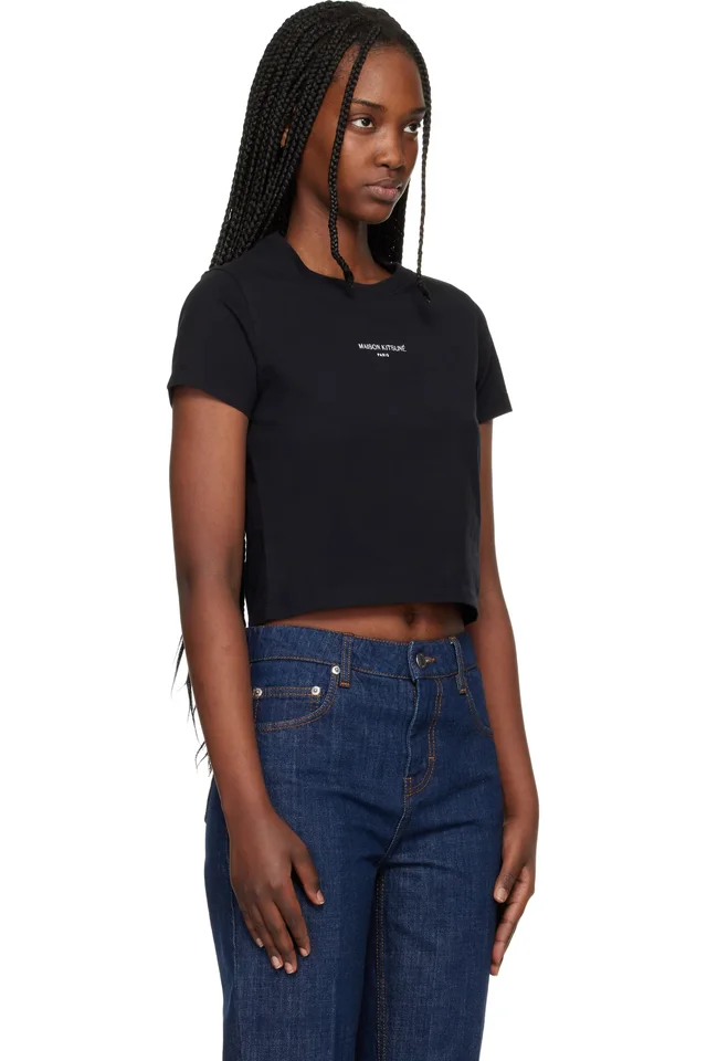 Black 'Maison Kitsuné Paris' Baby T-shirt, photo 2 of 4 from SSENSE