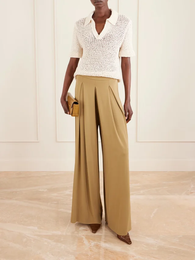 MAX MARA Pleated crepe wide-leg pants in Brown, photo 2 of 2 from NET-A-PORTER (Canada)