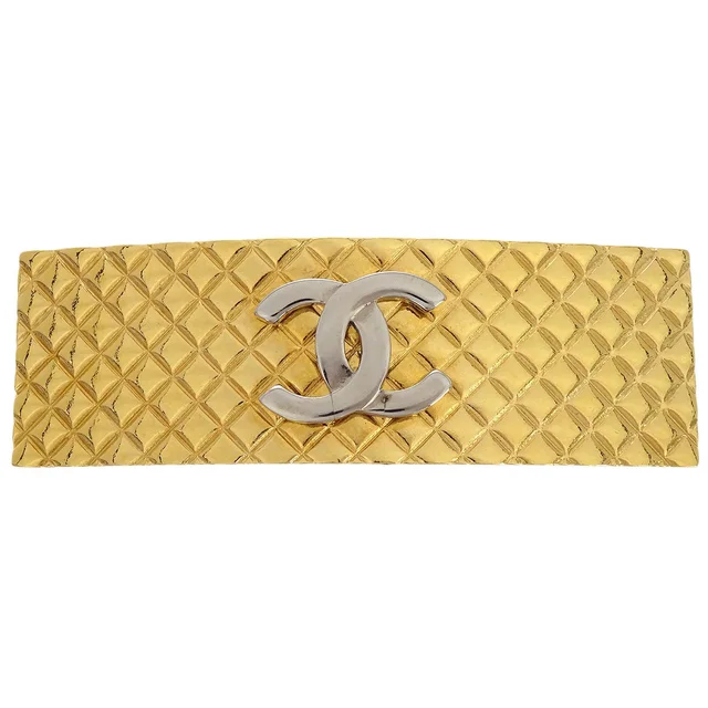 Chanel Gold & Silver Hair Clip 98P in Gold from AMORE Vintage Tokyo