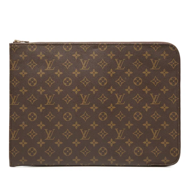 Brown Louis Vuitton Monogram Poche Documents Portfolio Business Bag in Brown Coated canvas from Designer Revival