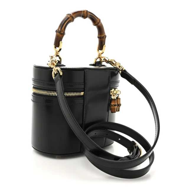 Gucci Mini Bamboo Top Handle Shoulder Bag Black in Black Calfskin from FASHIONPHILE, photo 3 of 10