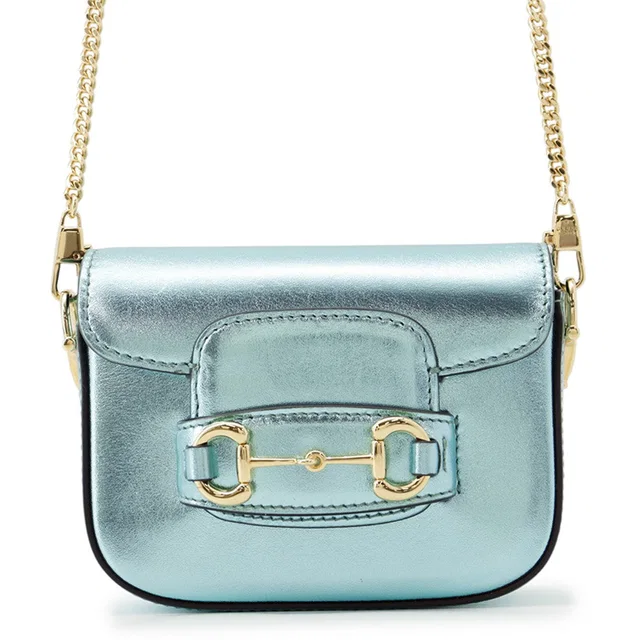 Gucci Horsebit 1955 Nano Shoulder MetalicLight Blue760253 Leather Size Nano in Leather from GALLERY RARE