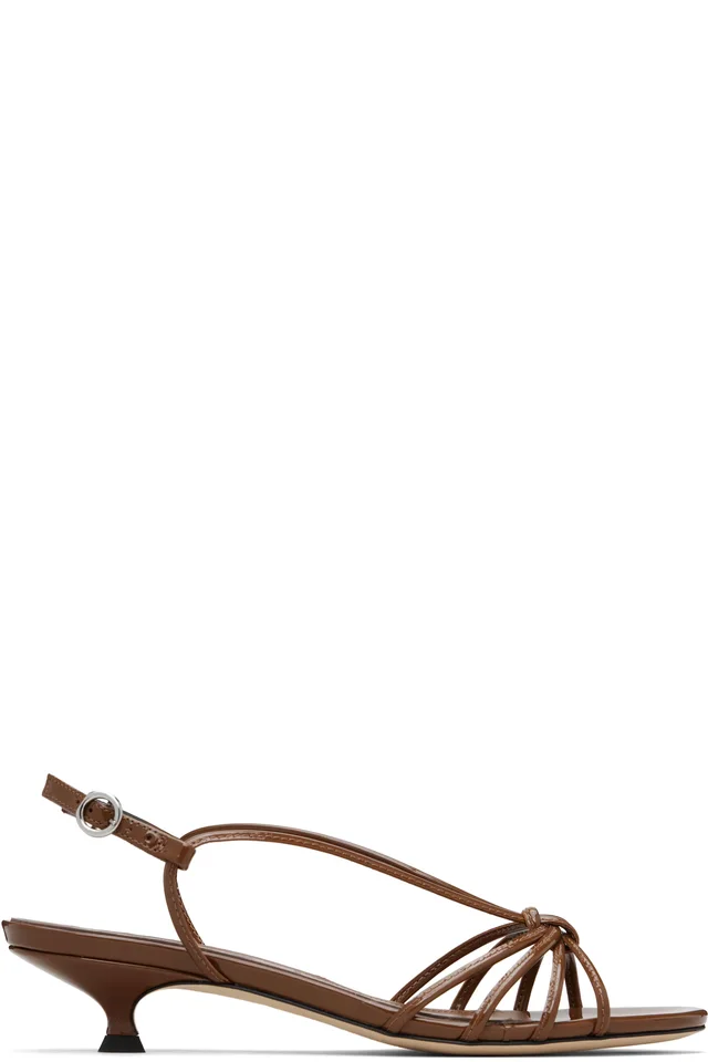Aeyde Brown Amara Patent Leather Heeled Sandals from SSENSE, photo 1 of 1