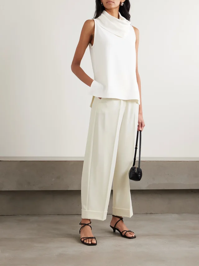 MAX MARA Pleated wool-blend wide-leg pants in White, photo 2 of 2 from NET-A-PORTER (Canada)