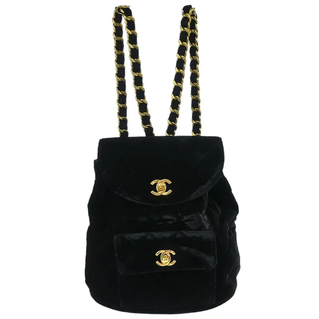 Chanel 1994-1996 Black Velvet Large Duma Backpack in Black Velvet from AMORE Vintage Tokyo
