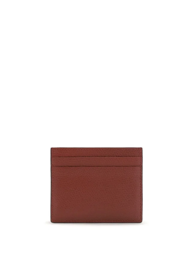 Valentino Garavani Vlogo Signature Grained Calf Card Case — Red Leather Cases in Red Leather from HEWI