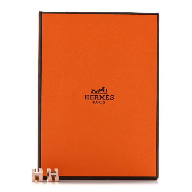 Hermès Rose Gold Lacquered Mini Pop H Earrings Rose Dragee in Pink from FASHIONPHILE, photo 6 of 6