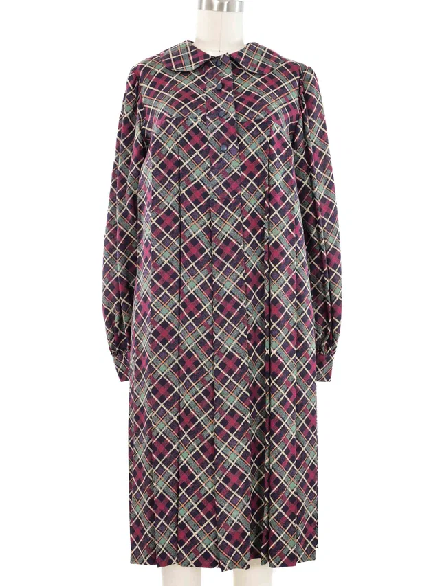 Saint Laurent Peter Pan Collar Smock Dress in Wool from Arcade Vintage