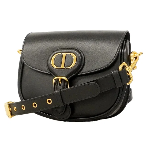 Dior Shoulder Bag Bobbi Leather Black Gold in Black Leather from The Reluxe