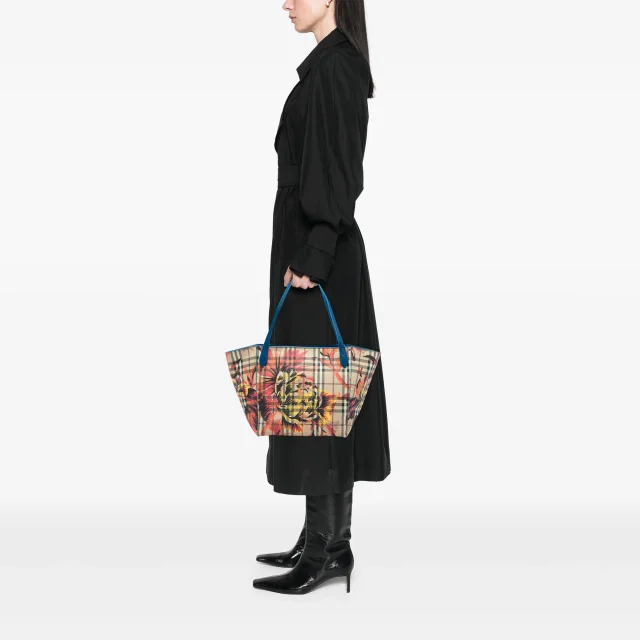 Beige Burberry Small Haymarket Check Coated Canvas Floral Print Canterbury Tote in Beige Coated canvas from Designer Revival, photo 6 of 6