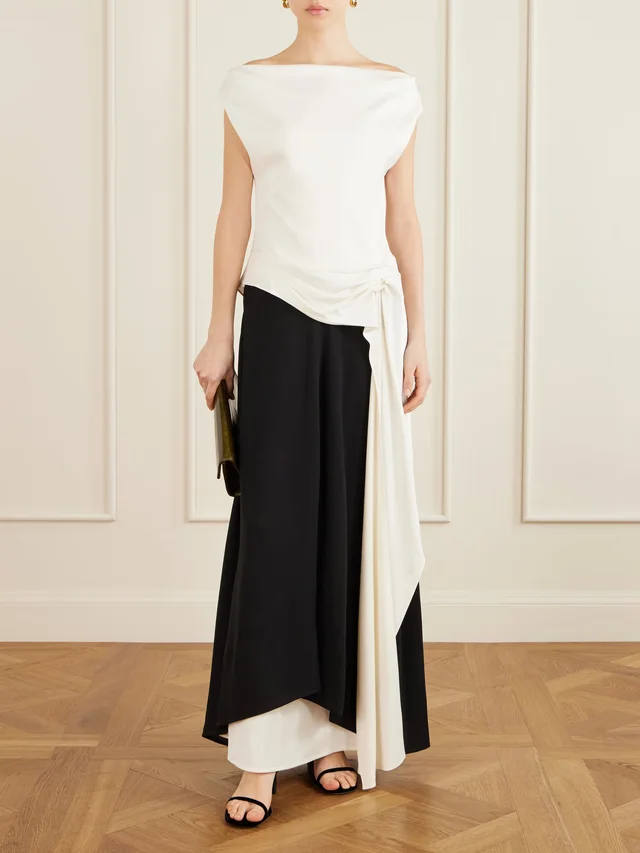 PROENZA SCHOULER Daliah satin-trimmed crepe maxi dress in White, photo 2 of 2 from NET-A-PORTER (Canada)