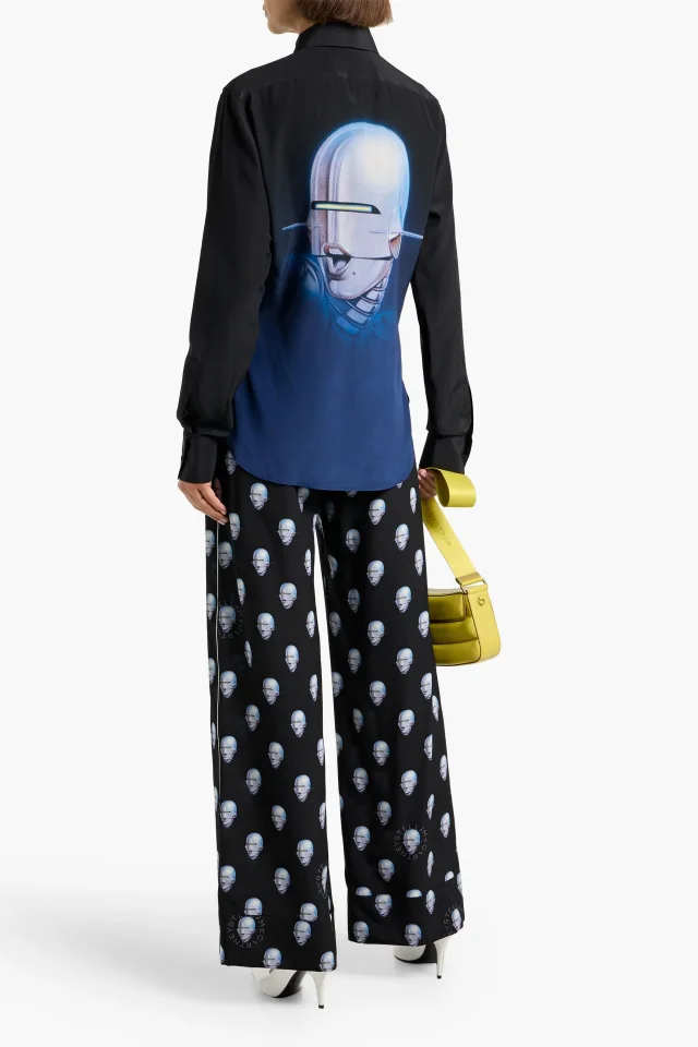 Stella McCartney Sorayama Printed Silk Crepe de Chine Shirt in Black, photo 3 of 4 from THE OUTNET