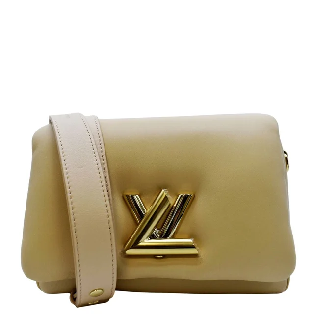 Louis Vuitton Twist MM Padded Lambskin Leather Shoulder Bag Beige in Beige Lambskin from Dallas Designer Handbags