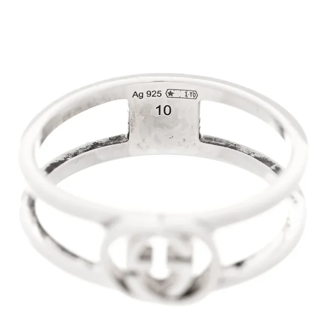 Gucci Sterling Silver 6mm Interlocking G Open Band Ring 50 5.25 in Silver from FASHIONPHILE, photo 4 of 5