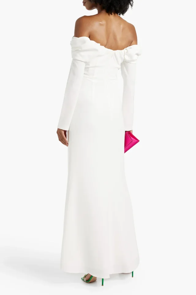 A.L.C. Off-the-Shoulder Pleated Cady Maxi Dress in White, photo 3 of 4 from THE OUTNET