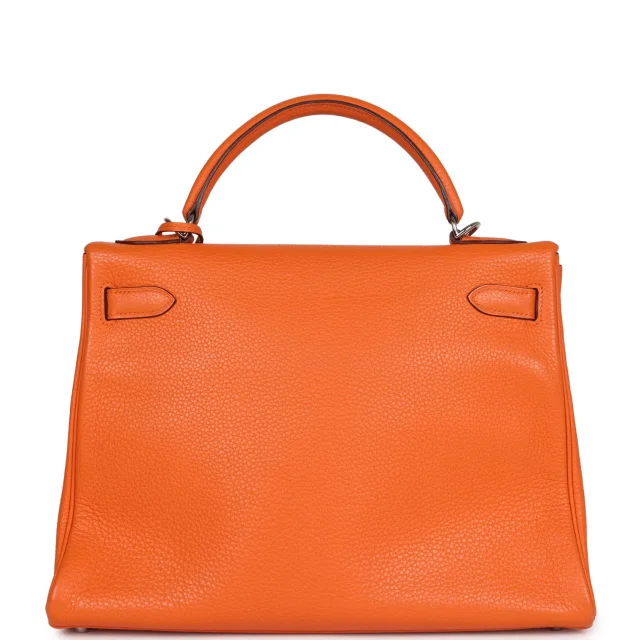 Hermès Kelly Retourne 32 Orange Togo Palladium Hardware in Orange Togo leather from Madison Avenue Couture, photo 4 of 9