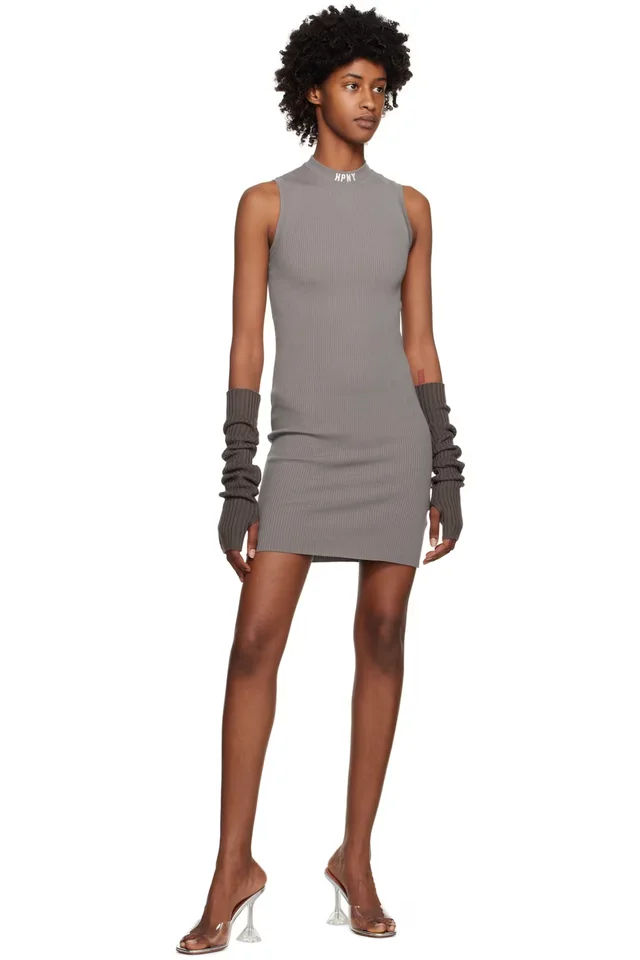 Heron Preston Gray 'HPNY' Minidress, photo 4 of 4 from SSENSE